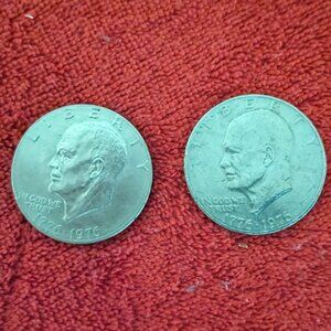 Two Bicentennial Eisenhower Silver Dollars
